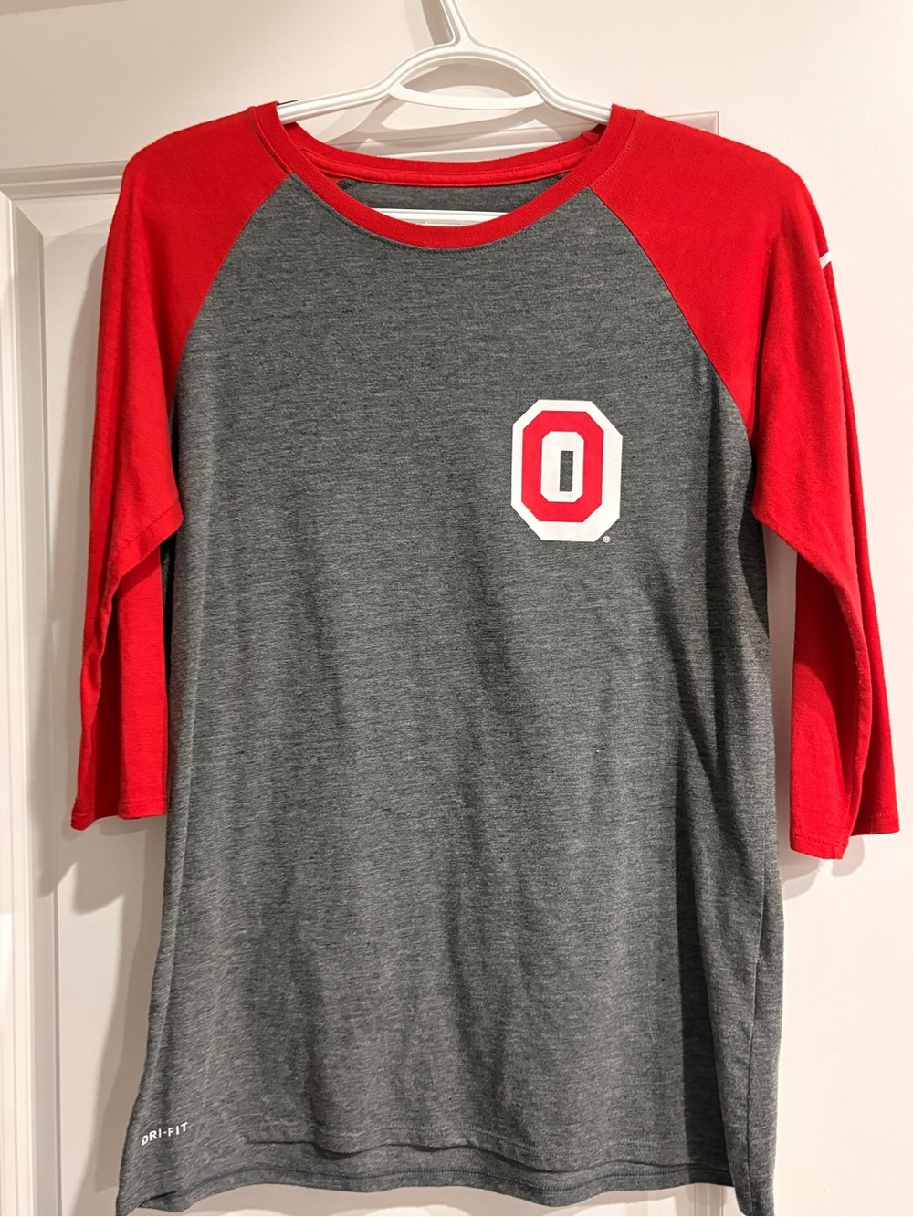 Ohio State Gray & Red Raglan Baseball Tee